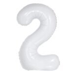 32 inch Large White 2 Number Foil Balloon, Number 8 Balloon for 2nd Birthday, Anniversary and Party Decorations, White Number Foil Balloons Helium Balloons for Kids Party, Pack of 1 (available 0-9)