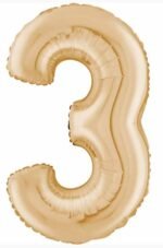 Number 3 Foil Balloon 40 Inch, White Gold Cream Champagne Metallic 40 Inch Number Three Balloon for 3rd Birthday Decoration, Anniversary, Party Decor & Photo Shoot