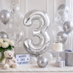 Silver Number 3 Foil Balloon 40 Inch | Large Metallic Number Three Balloon for 3rd Birthday, Anniversary, Kids Birthday Party Decoration, Photo Backdrop & Celebration Decor - Image 3
