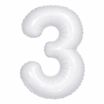 32 inch Large White 3 Number Foil Balloon, Number 3 Balloon for 3rd Birthday, Anniversary and Party Decorations, White Number Foil Balloons Helium Balloons for Kids Party, Pack of 1 (available 0-9)