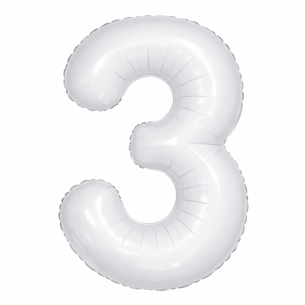 31 32 inch Large White 3 Number Foil Balloon, Number 3 Balloon for 3rd Birthday, Anniversary and Party Decorations, White Number Foil Balloons Helium Balloons for Kids Party, Pack of 1 (available 0-9) - Image 1