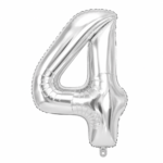 Silver Number 4 Foil Balloon 40 Inch | Large Metallic Number Four Balloon for 4th Birthday, Anniversary, Kids Birthday Party Decoration, Photo Backdrop & Celebration Decor