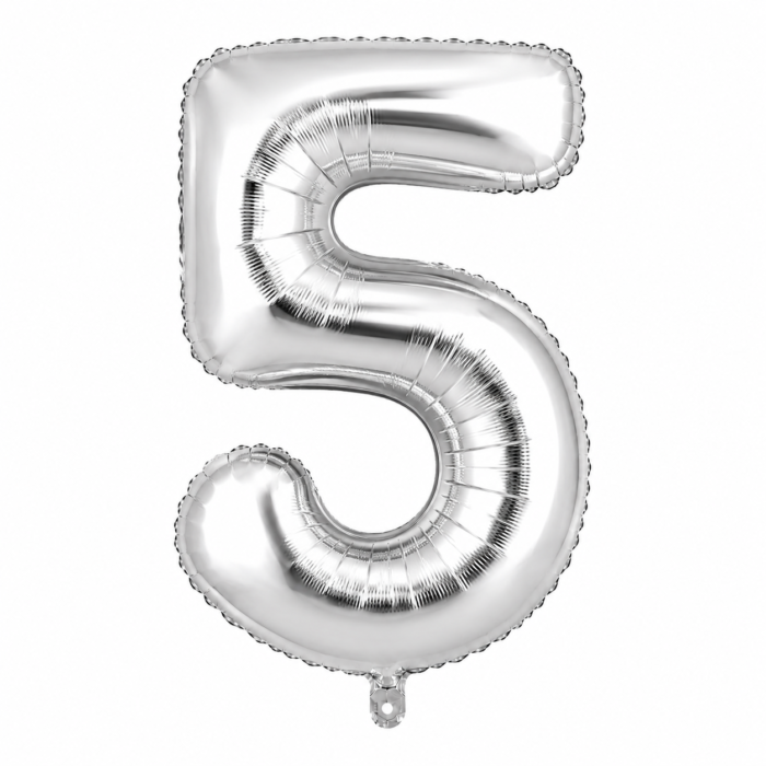 Silver Number 5 Foil Balloon 40 Inch | Large Metallic Number Five Balloon for 5th Birthday, Anniversary, Kids Birthday Party Decoration, Photo Backdrop & Celebration Decor - Image 2