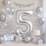 Silver Number 5 Foil Balloon 40 Inch | Large Metallic Number Five Balloon for 5th Birthday, Anniversary, Kids Birthday Party Decoration, Photo Backdrop & Celebration Decor - Image 3