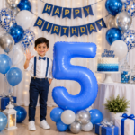 40 Inch Lotus Blue Number 5 Foil Balloon for 5th Birthday Decoration | Large Number Five Balloon for Fifth Birthday Party, Photo Shoot, Backdrop & Balloon Decoration | Air & Helium Supported - Image 3