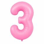Number 3 Foil Balloon 40 Inch, Pink