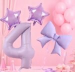Number 4 Foil Balloon 40 Inch, Lilac - Image 3
