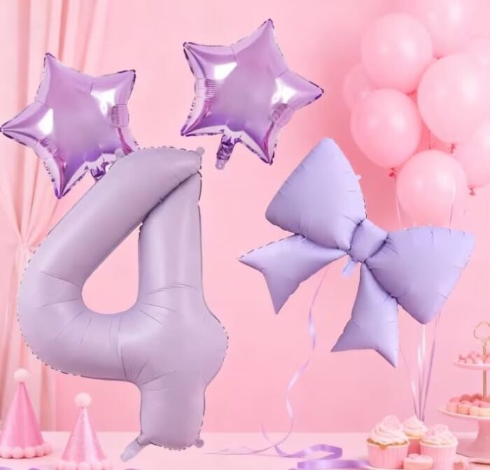 Number 4 Foil Balloon 40 Inch, Lilac - Image 3