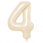 Number 4 Foil Balloon 40 Inch, Cream