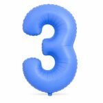 Number 3 Foil Balloon 40 Inch, Lotus Blue
