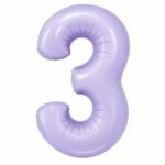 Number 3 Foil Balloon 40 Inch, Lilac