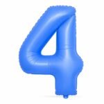 Number 4 Foil Balloon 40 Inch, Lotus Blue
