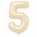 Number 5 Foil Balloon 40 Inch, Cream