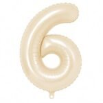 Number 6 Foil Balloon 40 Inch, Cream