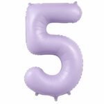 Number 5 Foil Balloon 40 Inch, Lilac