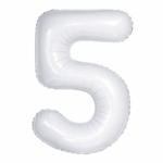 32 inch Large White 5 Number Foil Balloon, Number 5 Balloon, for Birthday, Anniversary and Party Decorations, White Number Foil Balloons Big Helium Balloons for Kids Party, Pack of 1 (available 0-9)