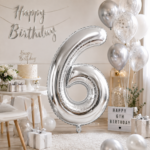 Silver Number 6 Foil Balloon 40 Inch | Large Metallic Number Six Balloon for 6th Birthday, Anniversary, Kids Birthday Party Decoration, Photo Backdrop & Celebration Decor - Image 3