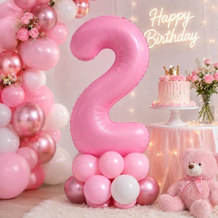 Number 2 Foil Balloon 40 Inch, Pink - Image 3