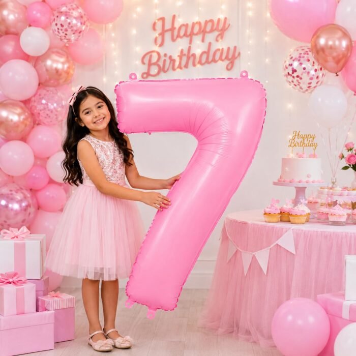 Number 7 Foil Balloon 40 Inch, Pink - Image 3