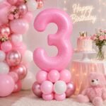 Number 3 Foil Balloon 40 Inch, Pink - Image 3