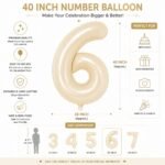 Number 6 Foil Balloon 40 Inch, Cream - Image 2