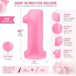 Number 1 Foil Balloon 40 Inch, Pink - Image 2