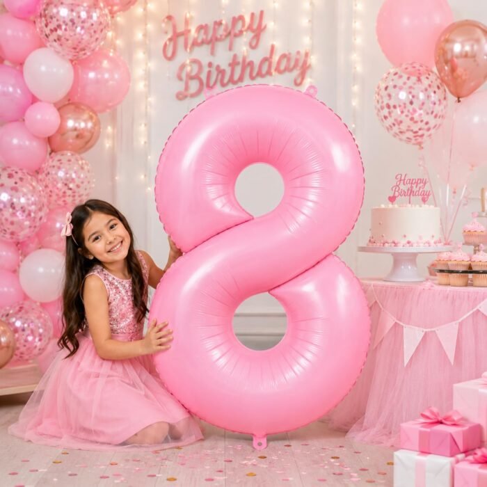 Number 8 Foil Balloon 40 Inch, Pink - Image 3