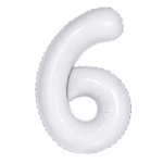 32 inch Large White 6 Number Foil Balloon, Number 6 Balloon for Birthday, Anniversary and Party Decorations, White Six Number Foil Balloons Helium Balloons for Kids Party, Pack of 1 (available 0-9)