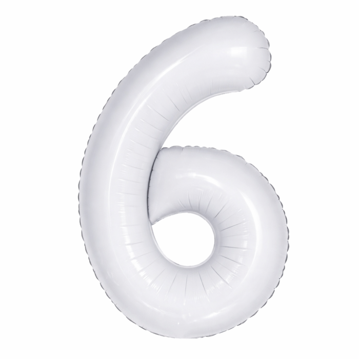 32 inch Large White 6 Number Foil Balloon, Number 6 Balloon for Birthday, Anniversary and Party Decorations, White Six Number Foil Balloons Helium Balloons for Kids Party, Pack of 1 (available 0-9) - Image 2