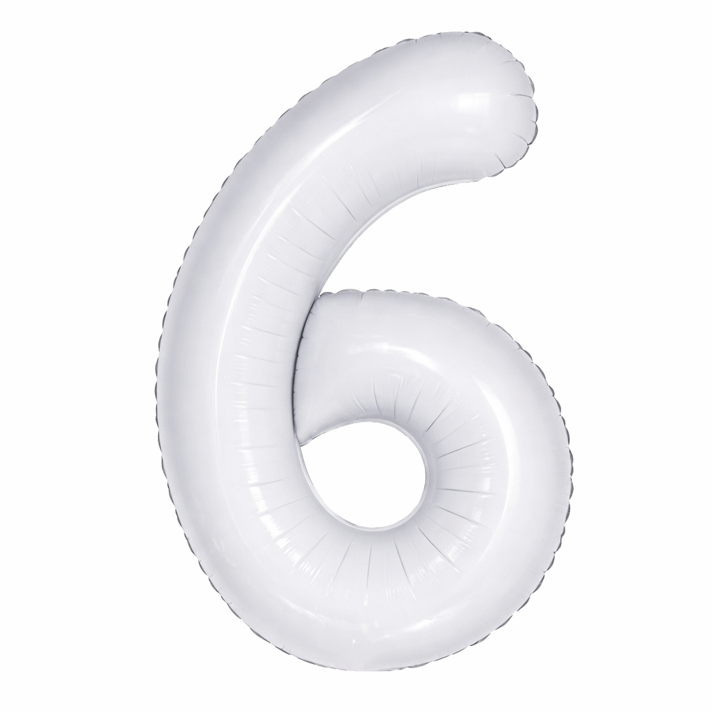 62 32 inch Large White 6 Number Foil Balloon, Number 6 Balloon for Birthday, Anniversary and Party Decorations, White Six Number Foil Balloons Helium Balloons for Kids Party, Pack of 1 (available 0-9) - Image 1