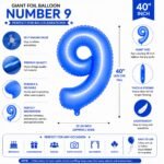 Number 9 Foil Balloon 40 Inch, Lotus Blue - Image 2
