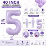 Number 5 Foil Balloon 40 Inch, Lilac - Image 2