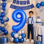 Number 9 Foil Balloon 40 Inch, Lotus Blue - Image 3