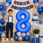 Number 8 Foil Balloon 40 Inch, Lotus Blue - Image 3