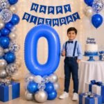 Number 0 Foil Balloon 40 Inch, Lotus Blue - Image 3