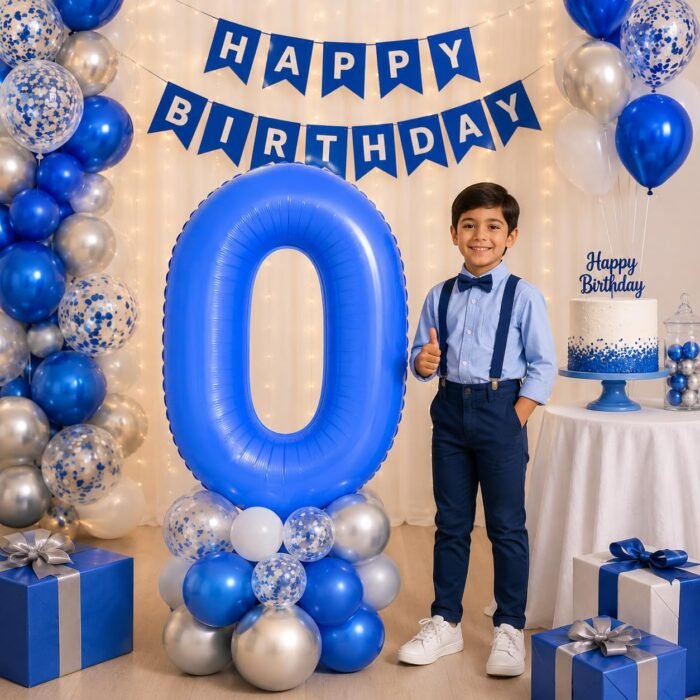 Number 0 Foil Balloon 40 Inch, Lotus Blue - Image 3