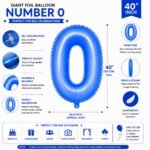 Number 0 Foil Balloon 40 Inch, Lotus Blue - Image 2