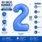 Number 2 Foil Balloon 40 Inch, Lotus Blue - Image 3