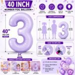 Number 3 Foil Balloon 40 Inch, Lilac - Image 2