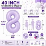 Number 8 Foil Balloon 40 Inch, Lilac - Image 2