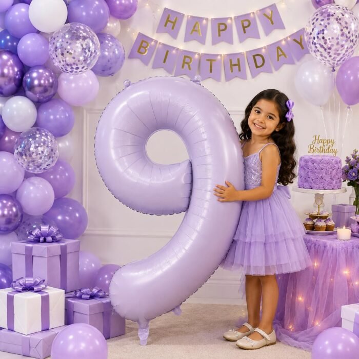 Number 9 Foil Balloon 40 Inch, Lilac - Image 3