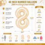 Number 8 Foil Balloon 40 Inch, Cream - Image 2