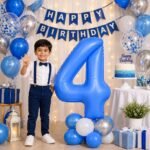 Number 4 Foil Balloon 40 Inch, Lotus Blue - Image 3