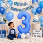 Number 3 Foil Balloon 40 Inch, Lotus Blue - Image 3