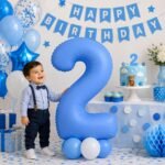 Number 2 Foil Balloon 40 Inch, Lotus Blue - Image 4