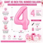 Number 4 Foil Balloon 40 Inch, Pink - Image 2