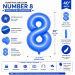 Number 8 Foil Balloon 40 Inch, Lotus Blue - Image 2