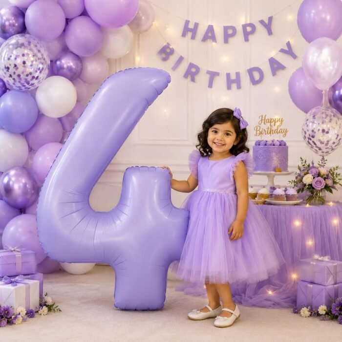 Number 4 Foil Balloon 40 Inch, Lilac - Image 5