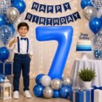 Number 7 Foil Balloon 40 Inch, Lotus Blue - Image 3
