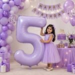 Number 5 Foil Balloon 40 Inch, Lilac - Image 3